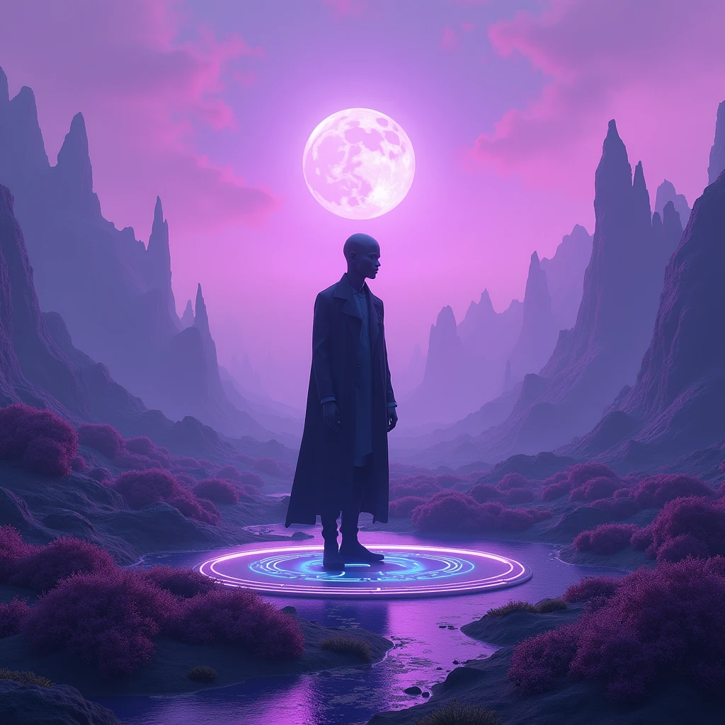 Images of a purple landscape,negro,with the name ITS_Rauselis on a screen