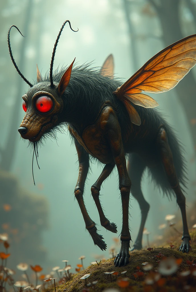 A fly mixed with a dog
