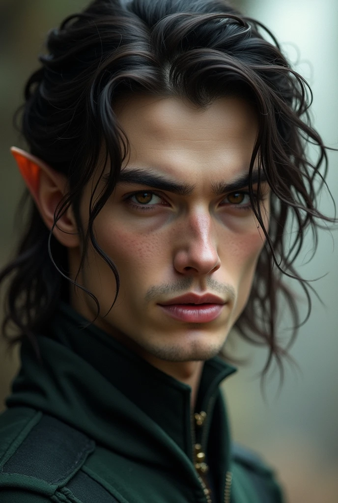 Photo of male elf dark brown hair dark brown eyes
