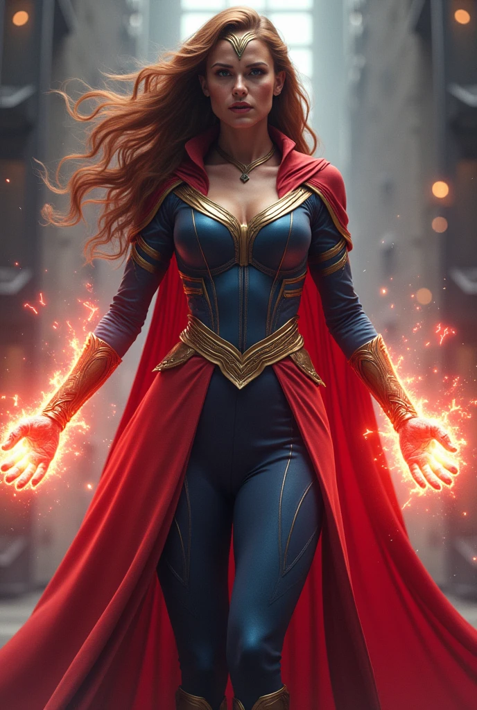 Wanda the Scarlet Witch in light blue with gold