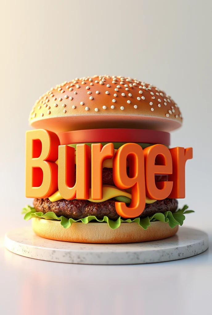 3D logo that says burger
