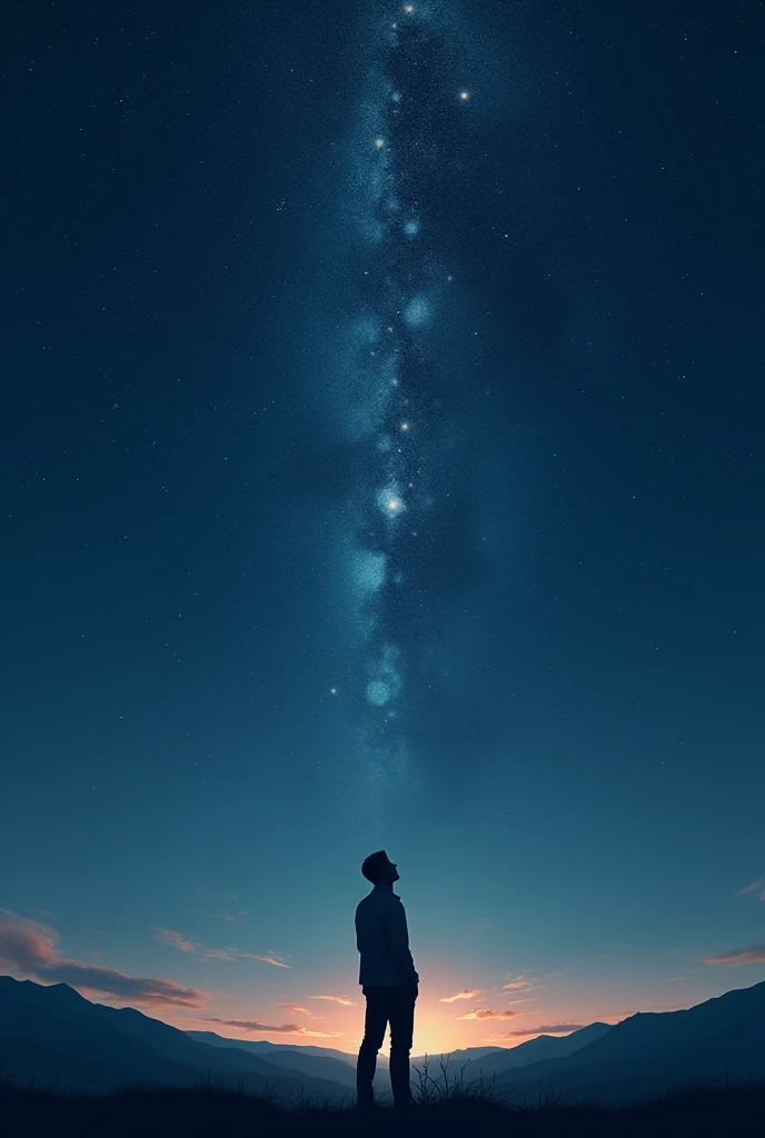 A man looking at the night sky  the sky is full with stars