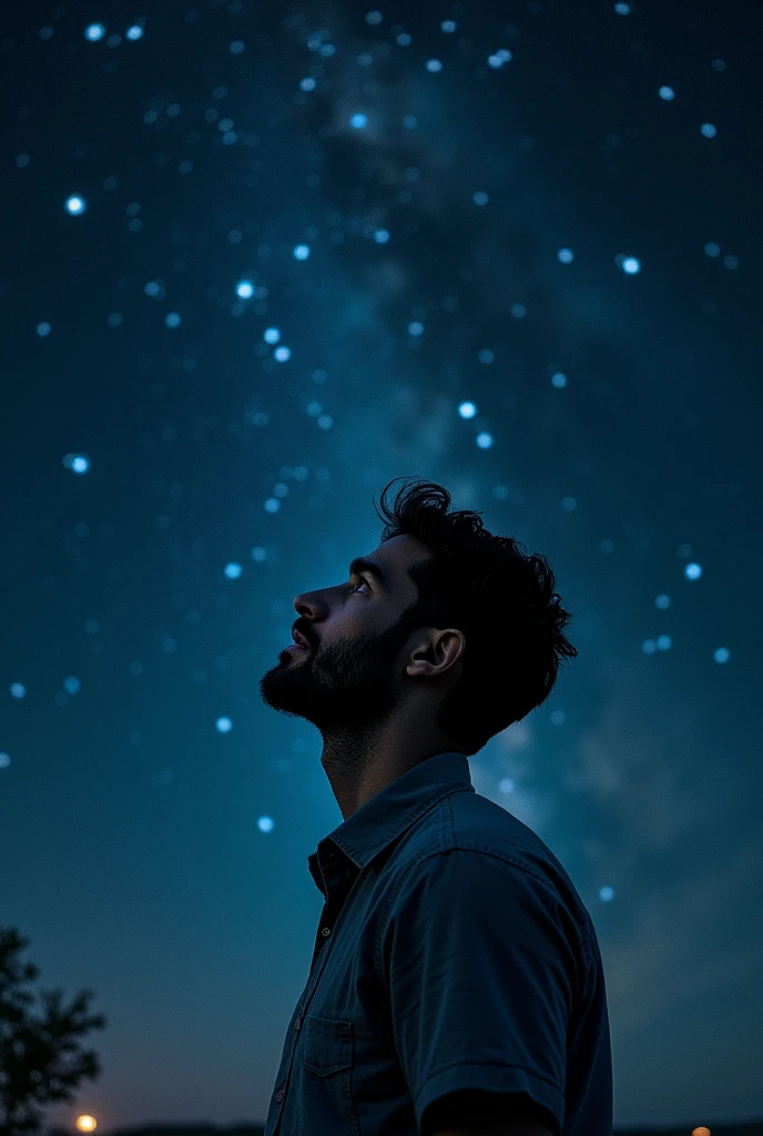 A man looking at the night sky with a fresh mind
