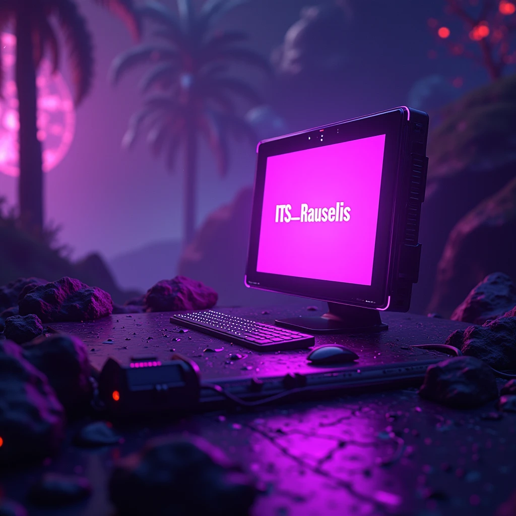 Images of a purple screen with bright black,and on one side the name ITS_Rauselis