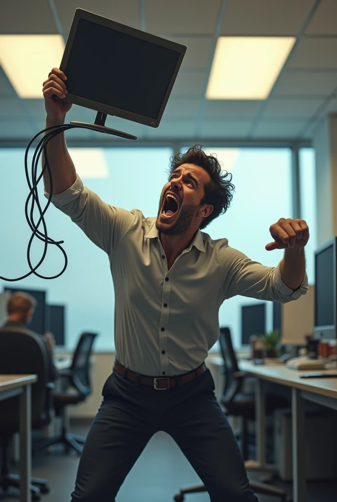 Person throwing a computer 