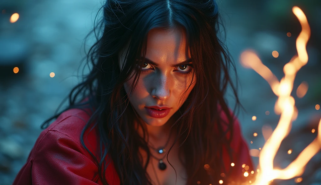 real style,Dutch angle:1.2,double exposure,splash art,Hyperdetailed,Hyperrealistic,Realism,RAW photography of a young woman wearing sorceress outfit,dark hair with dark red streaks,as a sorceress,lightnings,attacking with lightnings,angry expressions,realistic style,4k ultra fine detailed,cinematic,photo realistic,dynamic lighting,masterpiece,12k,high definition,behance contest winner,smooth,ultra high definition,ultra sharp focus, intricate artwork masterpiece