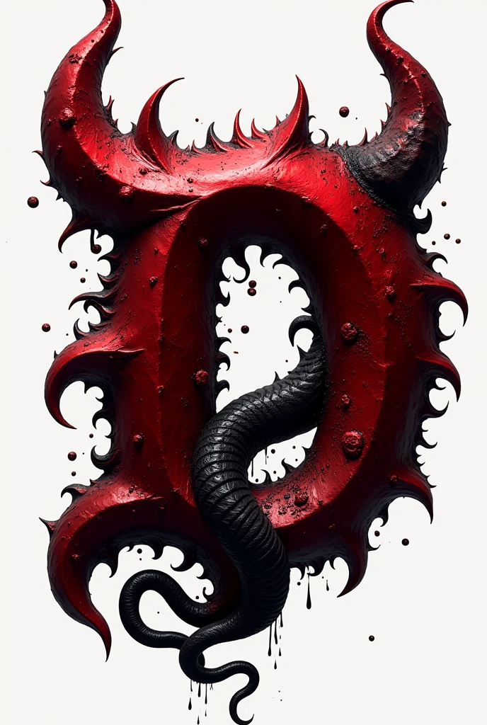 (logo design) sexy logo, a sexual striking red letter D, menacing demon horns, and a sinuous tail extending from the base, dynamic and bold, emphasizing a dark theme, glossy finish, high-resolution, creating an impression of malevolence and power. No background. 