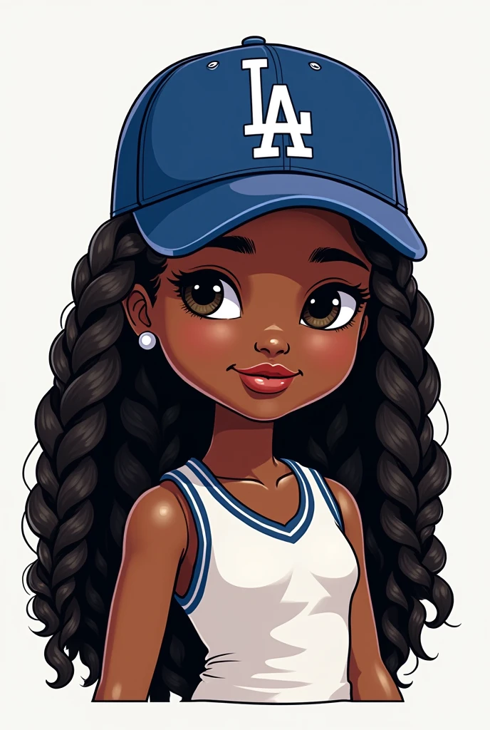 I love a logo-type image that has a dark-skinned doll with braids and a New Era Los Angeles Dogger cap.