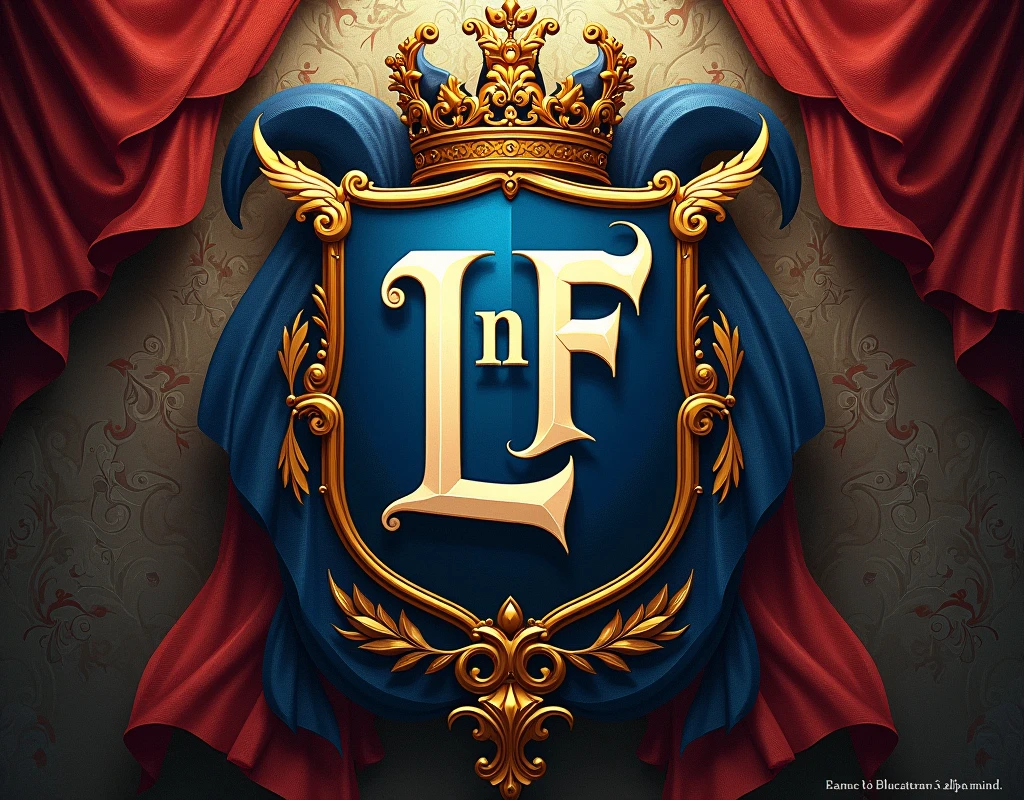 Create a coat of arms with the letters Bluecatbr , LnF " alpha mind " in high quality , for a motivational profile