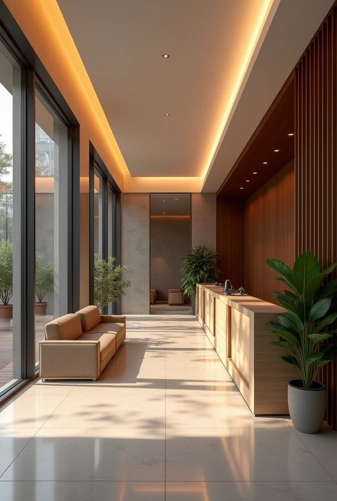 (Photorealism:1.2), conceptual photo at the reception of a business hotel