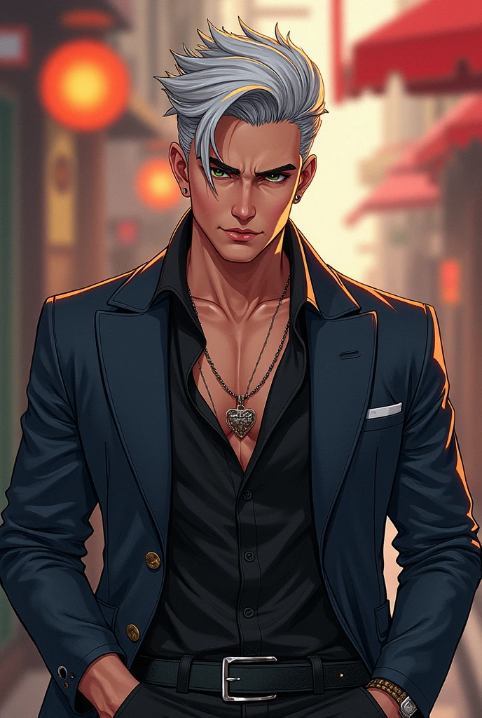 Illustrator,male,Naughty,Silver Hair,Two-block short hair,7.3. Slicked Back