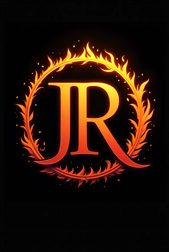 Create a logo for a gospel band: Jailton Rodrigues and band with only JR with a gradient font and a circle of fire around the two letters