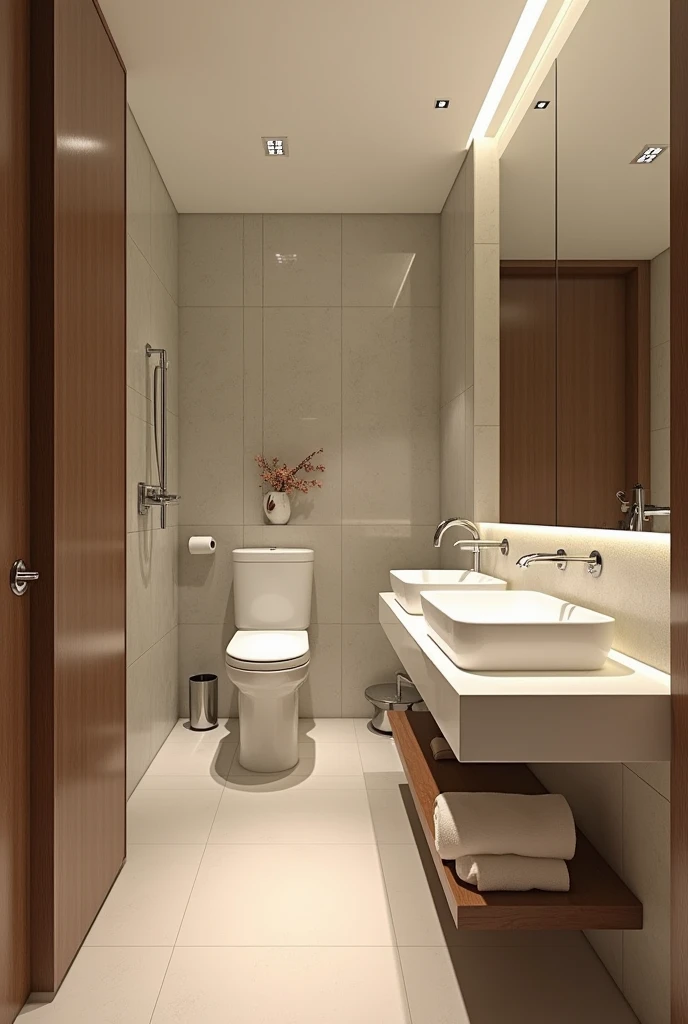(Photorealism:1.2), bathroom of a business hotel