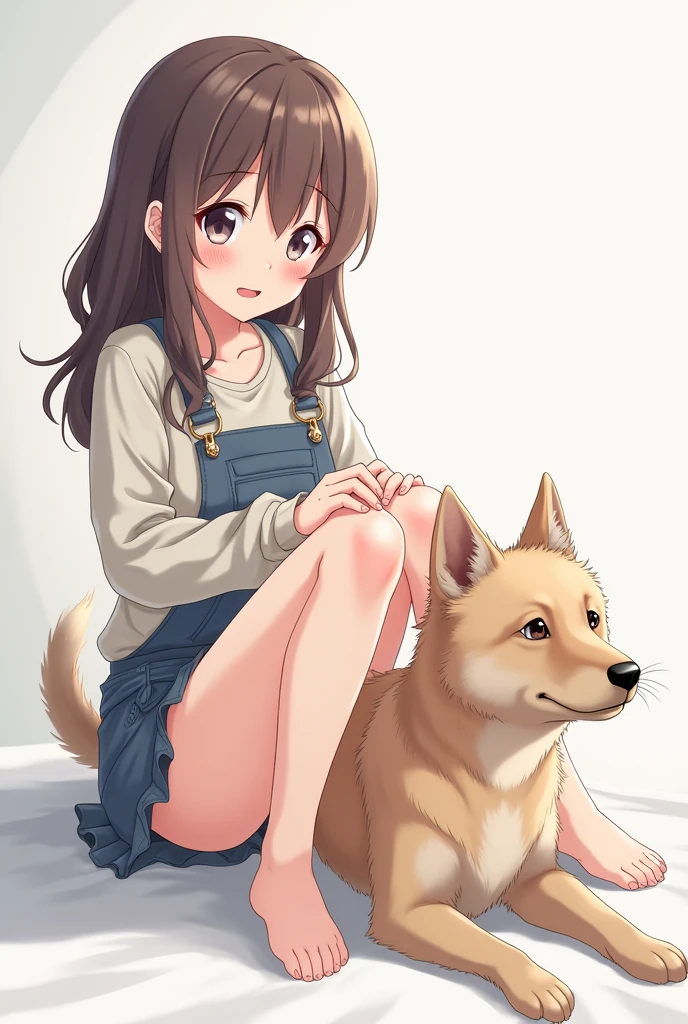 Anime girl sitting on dog with legs open without panties