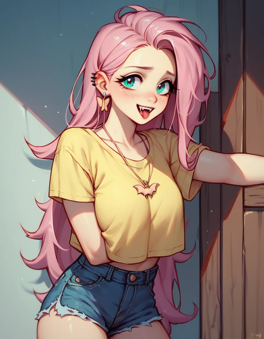 Fluttershy:😁Yay! and FlutterBat:😛Hiss!