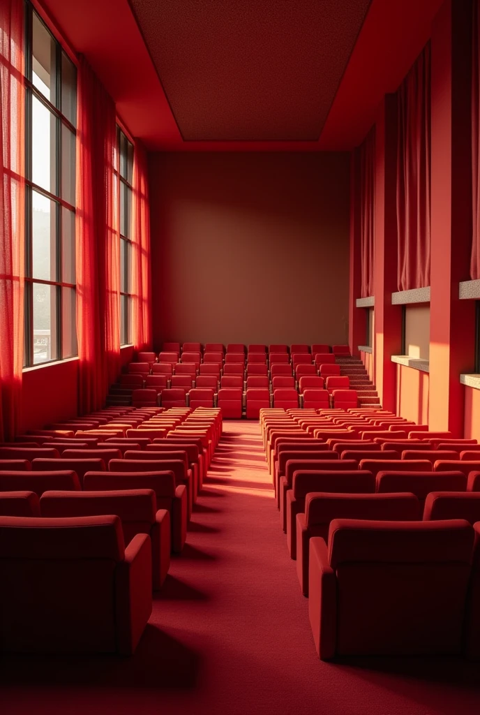 (Photorealism:1.2), auditorium of a simple business hotel