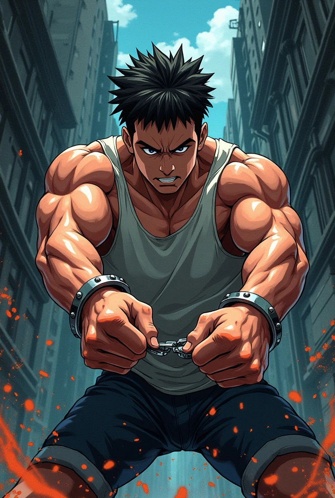 Two Hand breaking police handcuffs anime version