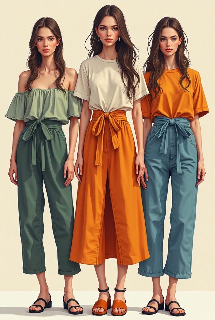 Imagine that you are a super successful fashion designer and need to create a new collection of clothes and shoes.generate photos of an clothing collection for summer-spring 2025. use trends that will be in the future. for example, , natural fabric, painting on clothes, leather, different textures. make these photos detailed and make the whole collection match each other. the photos should contain 8 to 10 models/ thats must be a fashion sketches amd models in a full height
create a hight fashion. Add more details and accessories . generate more skirt or dresses or t-shirts etc
