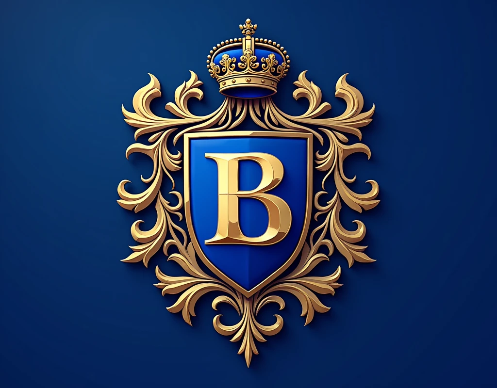 Create a coat of arms with the letters , " Bluecatbr " in high quality , for a motivational profile