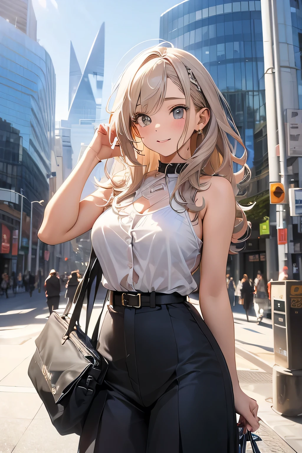 Highest quality、High resolution、Detailed Background、(Beautiful face in every detail:1.4)、Highly detailed face、Teenage beauty、(Huge breasts:1.2)、(Detailed facial expressions:1.2)、Detailed eyes、Light color hair、Long Hair、Wavy Hairstyle、Cute Eye Makeup、Cute Lip Makeup、Perfect body line、Do cute things、Accentuate your breasts、Accentuate your cleavage、
(A beautiful model with a background of contemporary architecture and unique design buildings:1.5)、
You can create a sexy look by incorporating see-through items.、See-through blouses and skirts、See-through pants, etc.、By combining it with an inner camisole or shorts, you can adjust the exposure and enjoy sexiness.、
Contemporary architecture and unique design buildings、Very original and innovative design、
The building features curved shapes and innovative construction in steel and glass.、
The building features curved and angular shapes and modern materials such as glass and steel.、
The building features a glass facade and energy-efficient design.、
Walt Disney Concert Hall in California and the Guggenheim Museum Bilbao in Spain、Germany's Dresden State Art Museum and Austria's Vienna Zentralbahnhof、London City Hall in the UK and Berlin Central Station in Germany、very beautiful