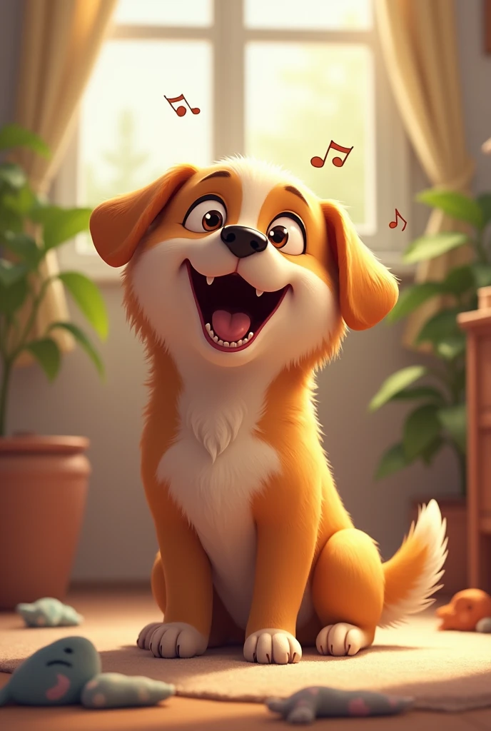 A dog singing