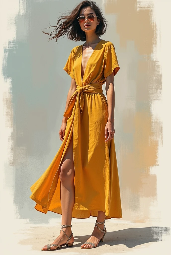 Imagine that you are a super successful fashion designer and need to create a new collection of clothes and shoes.generate photos of an clothing collection for summer-spring 2025. use trends that will be in the future. for example, , natural fabric, painting on clothes, leather, different textures. make these photos detailed and make the whole collection match each other. the photos should contain 8 to 10 models/ thats must be a fashion sketches amd models in a full height
create a hight fashion.  Add more details and accessories . generate more skirt or dresses or t-shirts etc