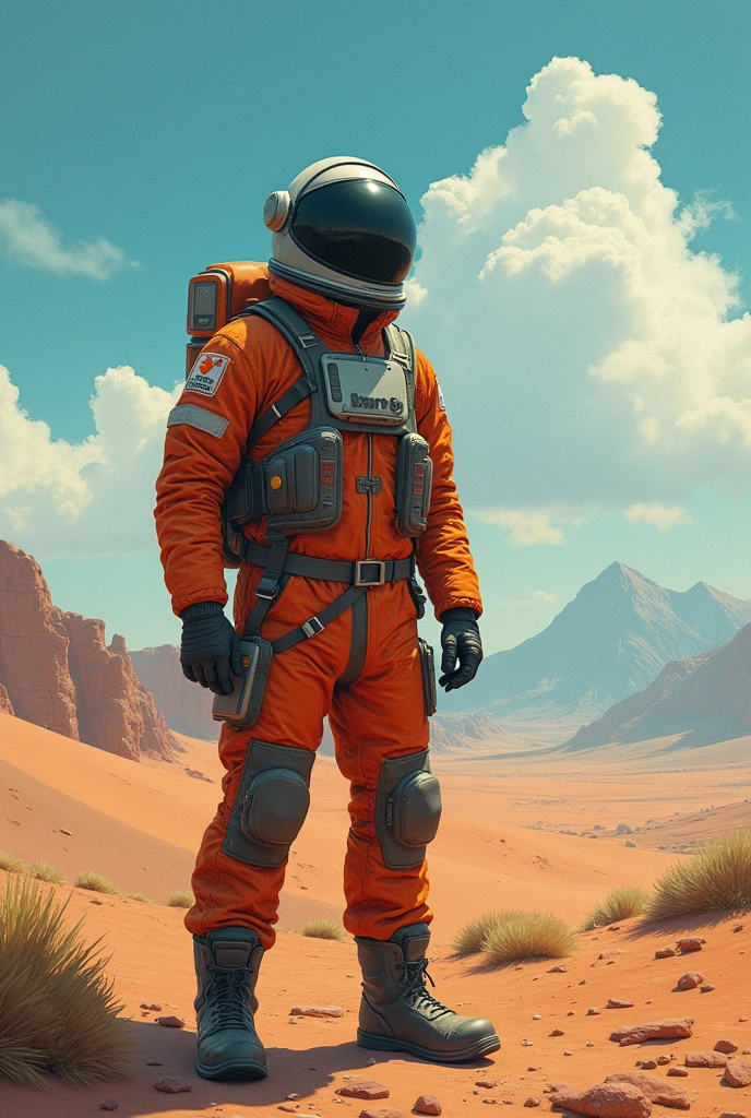 Create a drawing about the following text The protagonist is Cooper, a test pilot and former rocket engineer, who lives in a world where the Earth is facing a severe environmental crisis