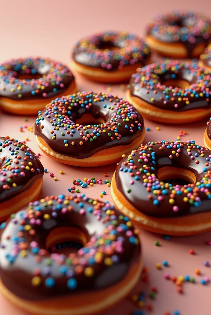 Chocolate and colored sprinkles donuts