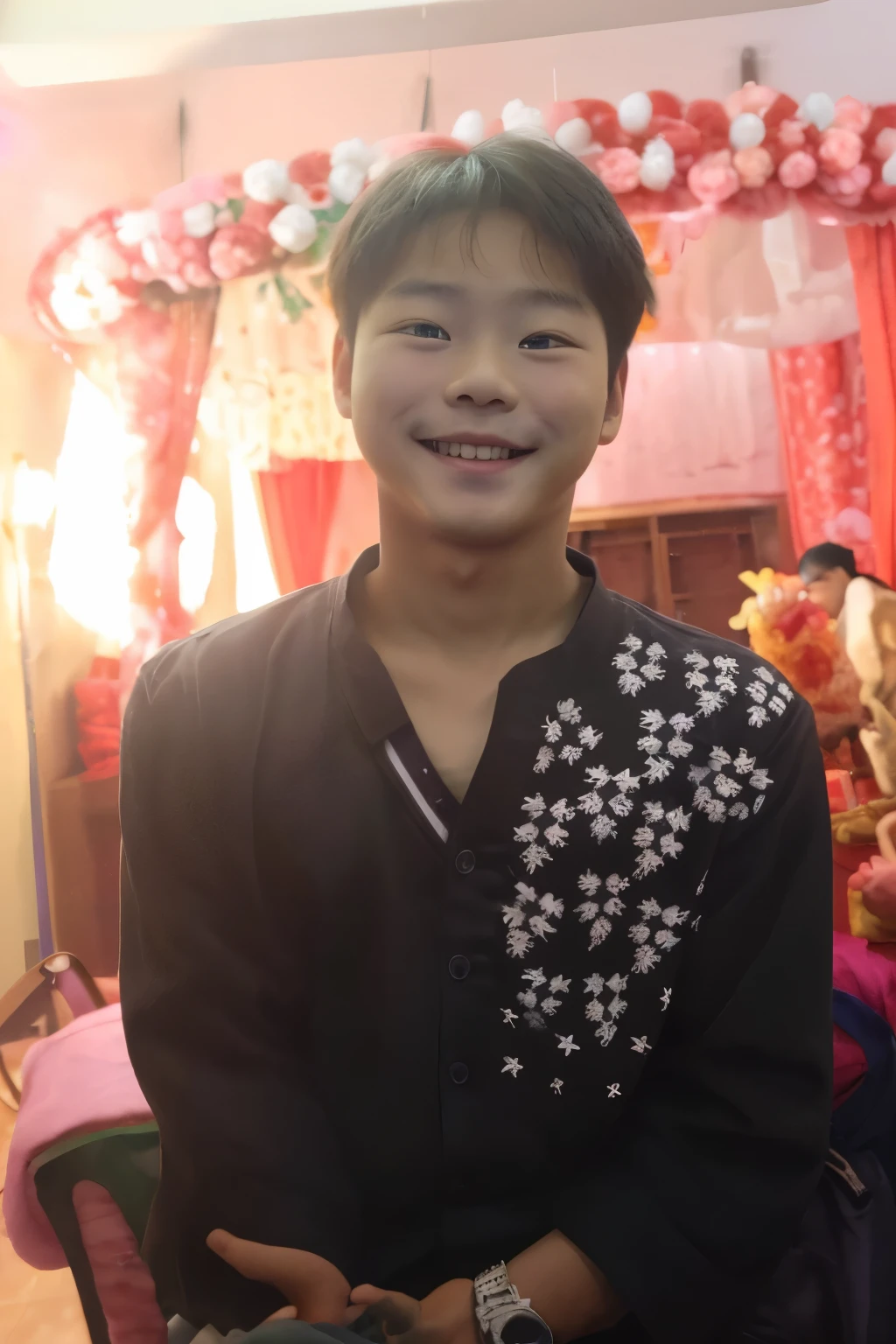 A cute korean baby boy extreme cute classic beautiful dimple smile. Age 12 years old 