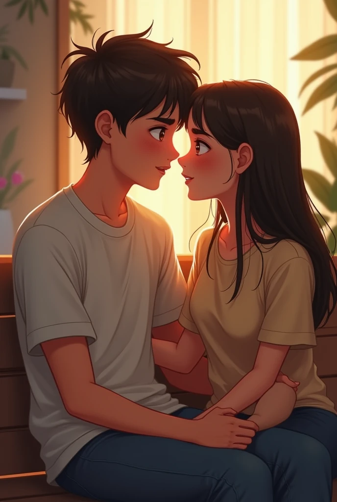 a 20 years old boy sitting with girl