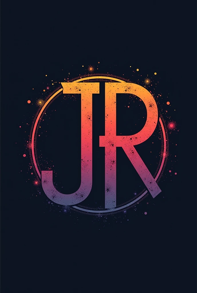 logotype/art for the band J inside the R with a gradient font in a circle shape with the two letters connected