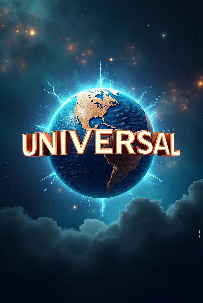 Generate an image of the Universal logo in alien style and that has the word Universal