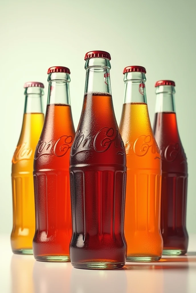 Soft drink and soda bottles from a brand called Gran Cola Company in the style of the 50's