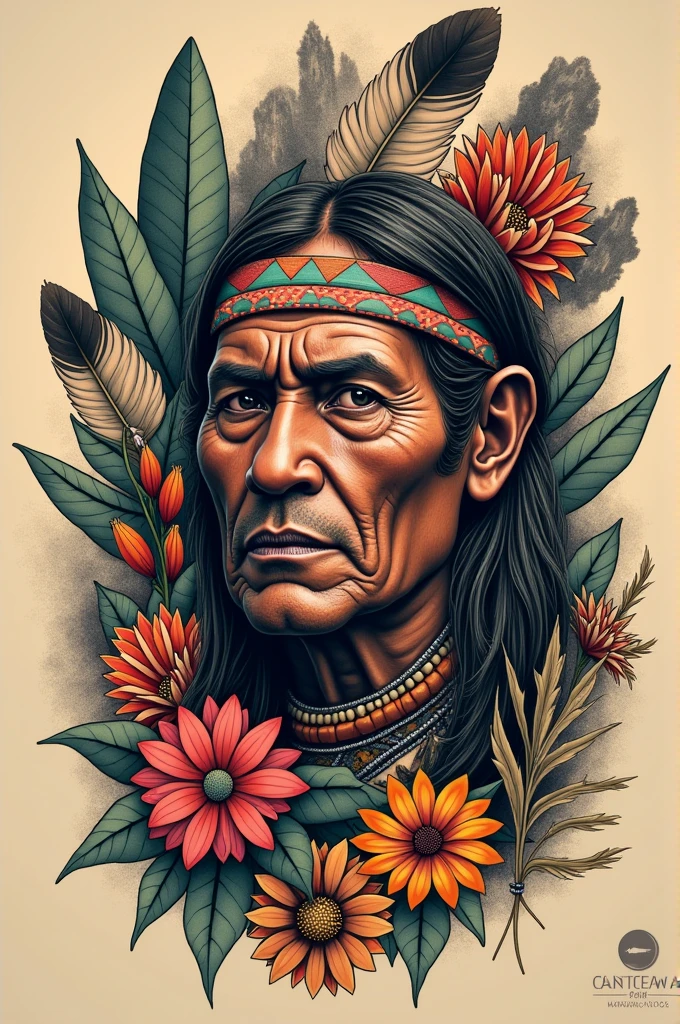 Tattoo piece on the arm containing the face of a Mamo Indian from the Sierra Nevada de Santa Marta , colombia , and that the rest of the tattoo is inspired by all kinds of things that characterize Colombia