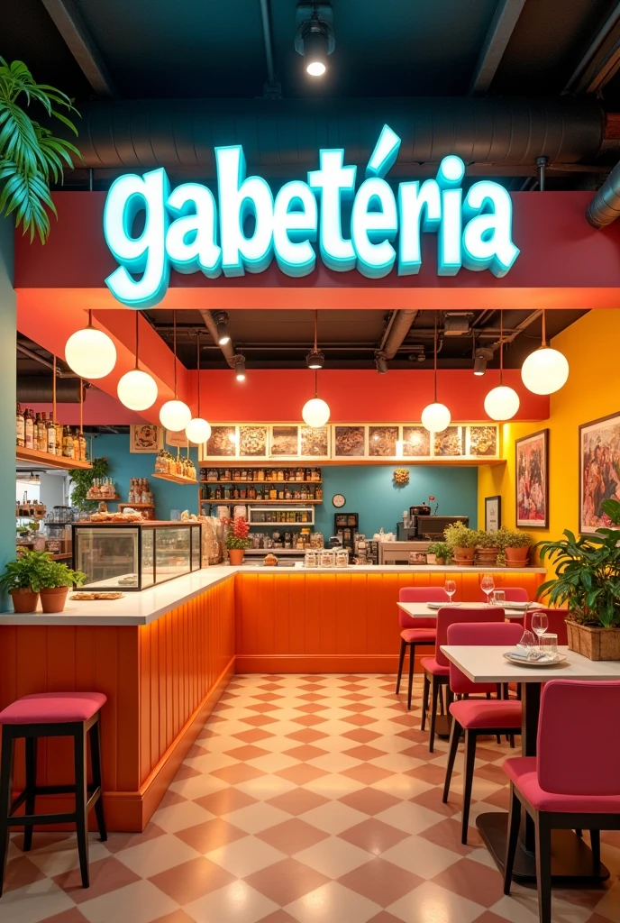 A cafeteria called Générai style happy cafes By putting the name &quot;gabeteria&quot; in big letters  