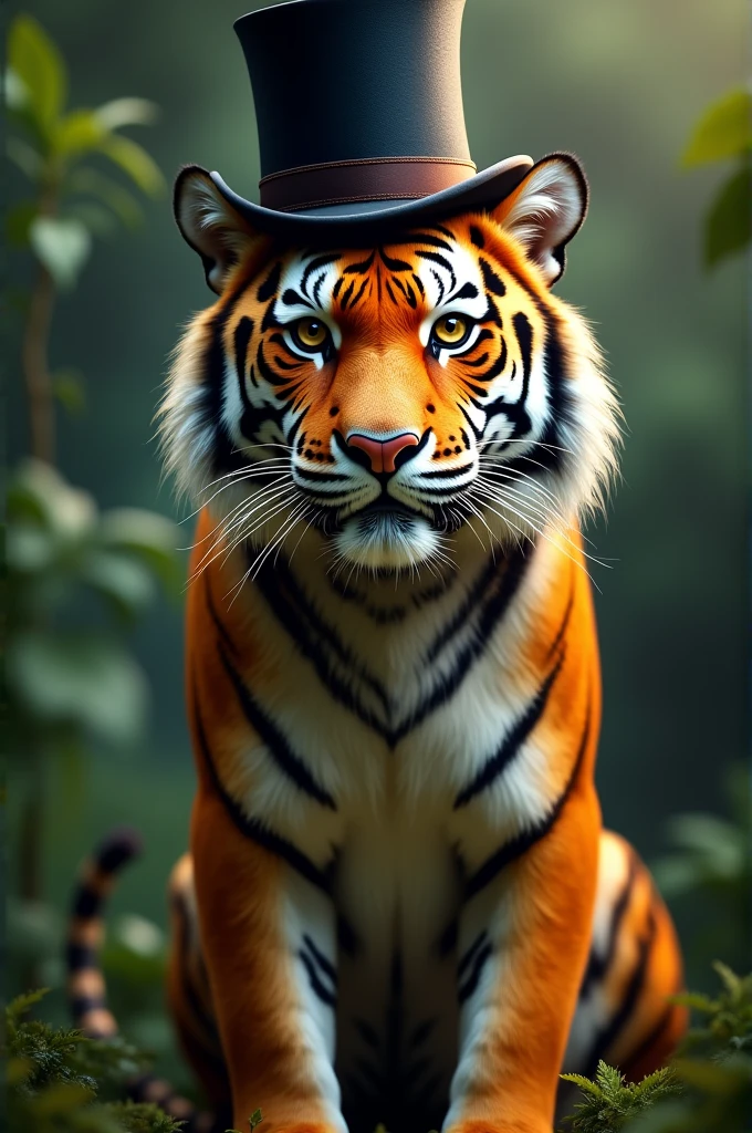A tiger with a top hat