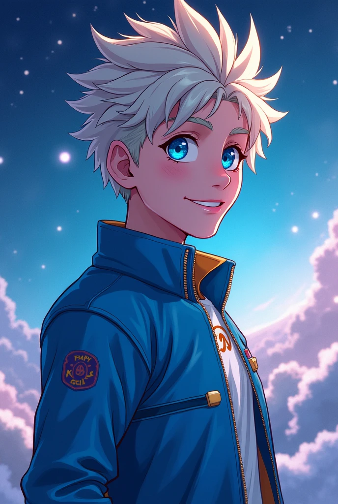 Galaxy Boy Back Dream Aesthetic Smile Light Blue Jacket Blue Eyes Light Skin