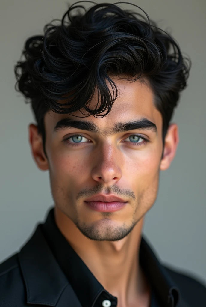 Checkpoint Handsome young man, blue eyes, slightly curly black hair