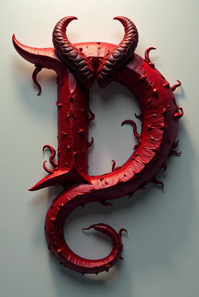 (logo design) sexy logo, a sexual striking red letter D, menacing demon horns, and a sinuous tail extending from the base, dynamic and bold, emphasizing a dark theme, glossy finish, high-resolution. No background. 