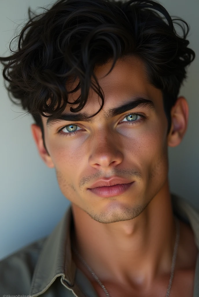 Checkpoint Handsome young man, blue eyes, slightly curly black hair