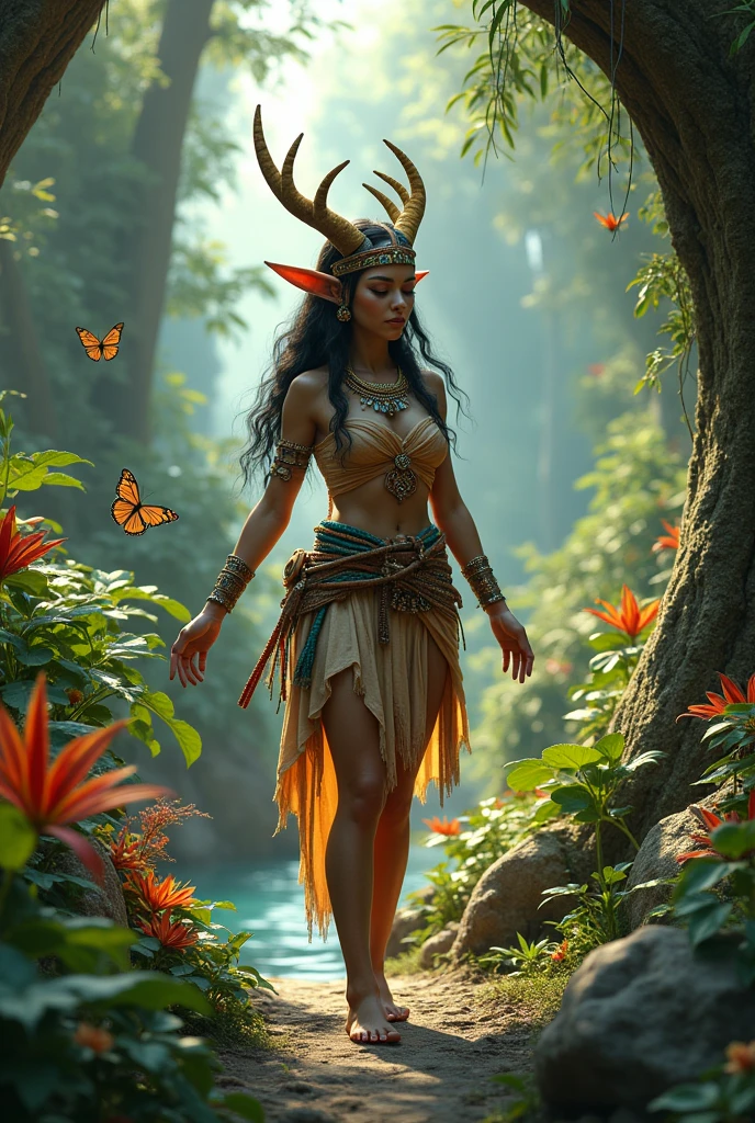 Create a Mexican elf taking care of the forest