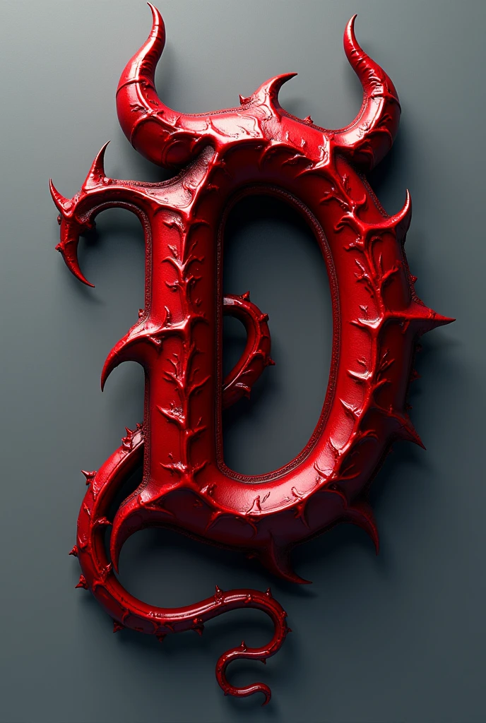 (logo design) sexy logo, a sexual striking red letter D, menacing demon horns, and a sinuous tail extending from the base, dynamic and bold, emphasizing a dark theme, glossy finish, high-resolution. No background. 