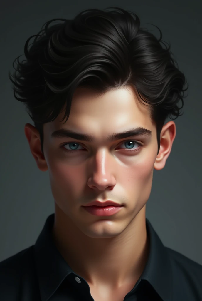 Checkpoint Handsome young man, blue eyes, slightly curly black hair