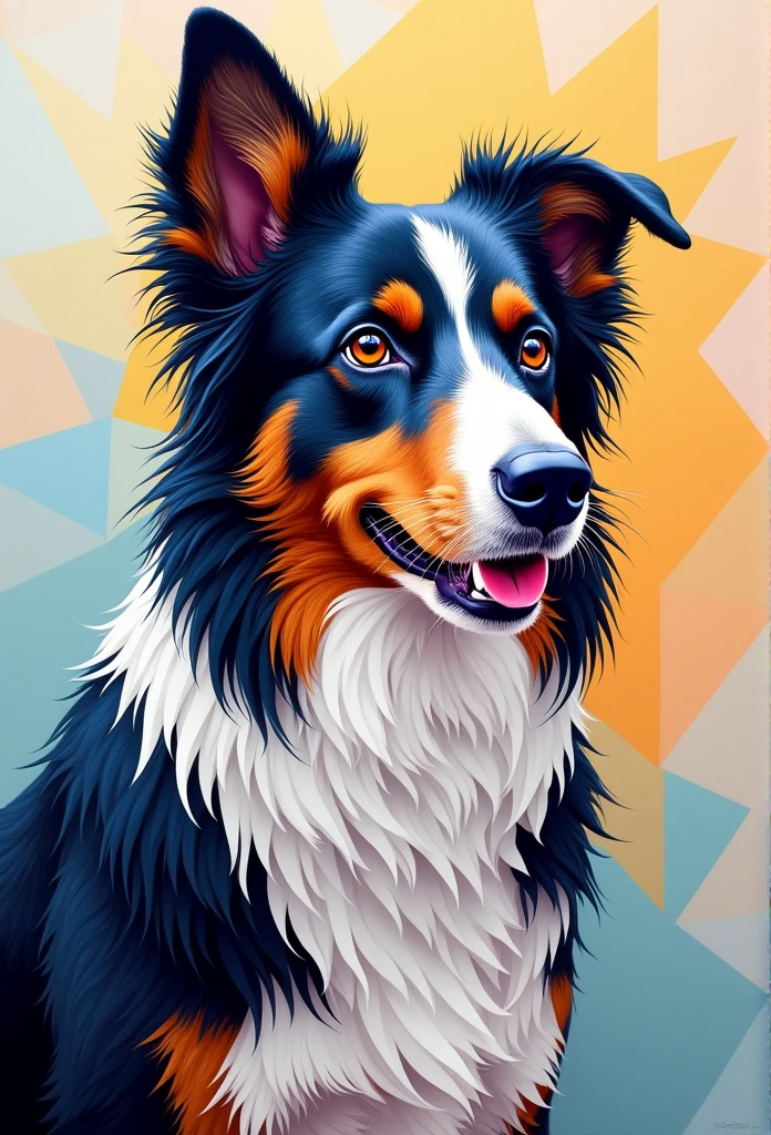 (Border Collie Dog  ),(Best pose),(Best Angle), (Better Representation), Eduardo Cobra quilting ,Multidimensional geometric wall portrait, Until then, Little,Jan 08k, beautiful, Coloring,