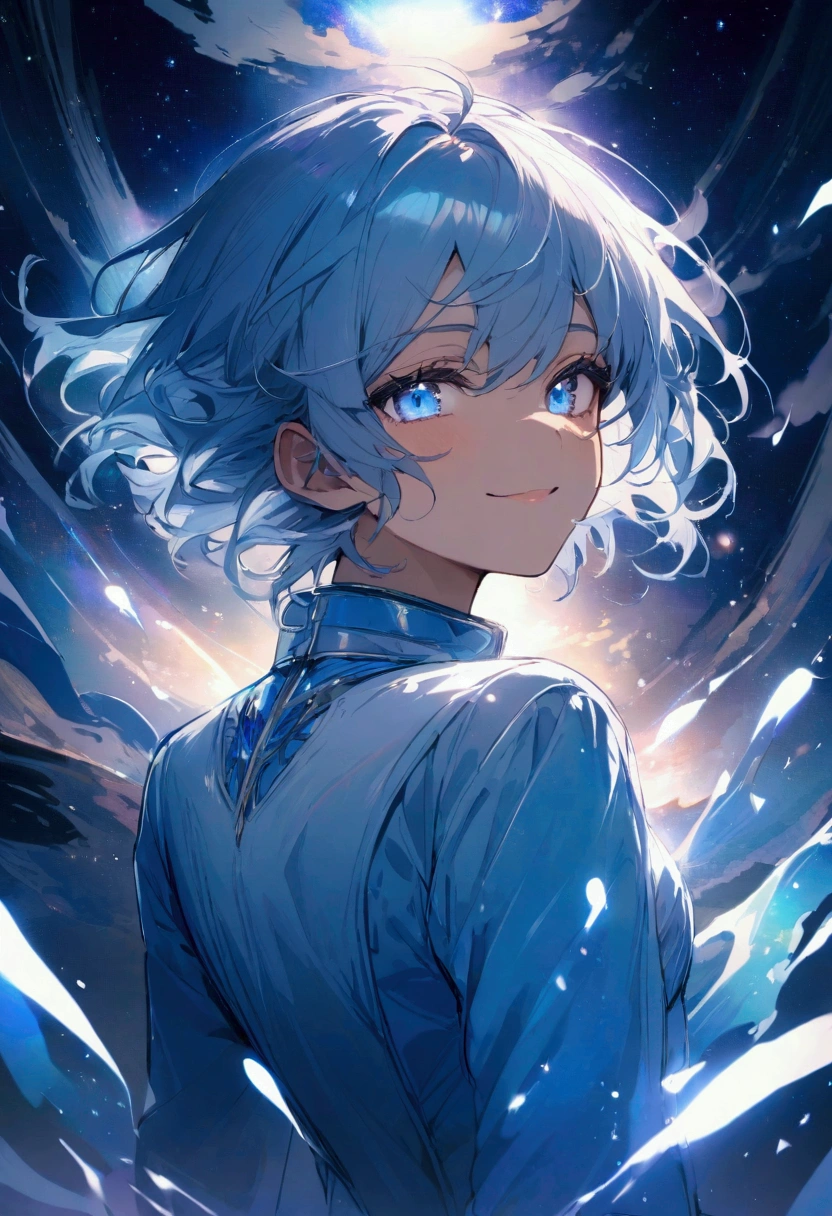 Galaxy Boy Back Dream Aesthetic Smile Light Blue Jacket Blue Eyes Light Skin