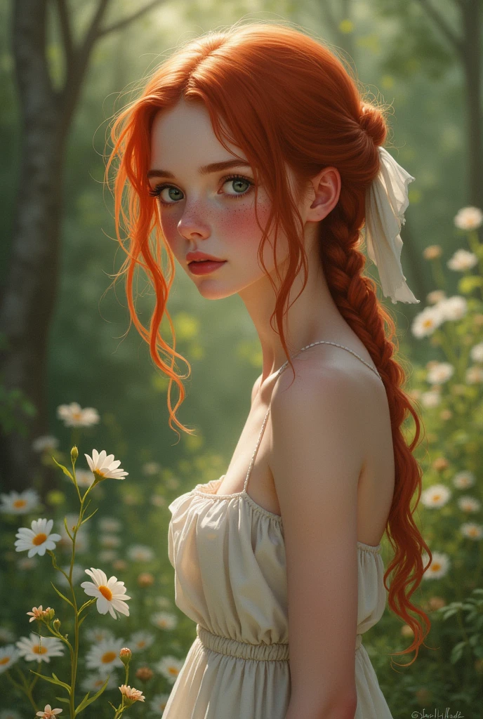 A beautiful girl who resembles Anne of Green Gables,nude,Small breasts,naked