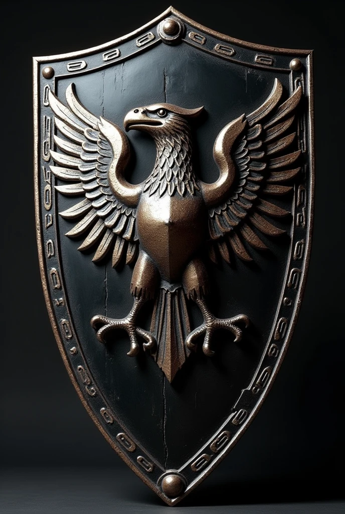 create a shield in the scutum model, with an eagle in the center. I want it black