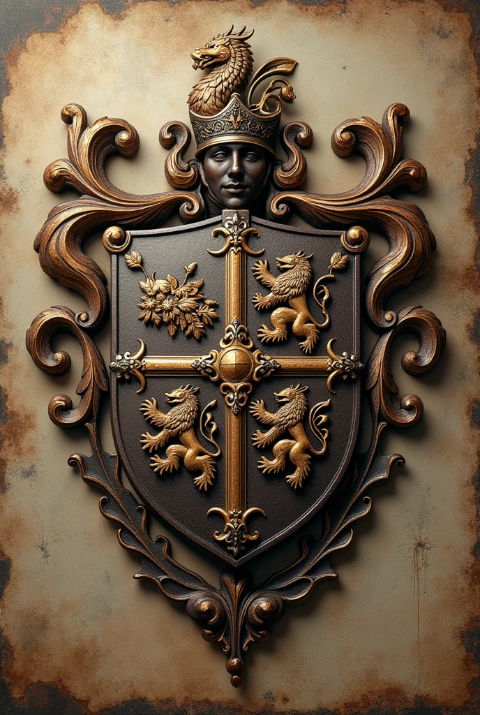 Rustic medieval Oliveira family coat of arms