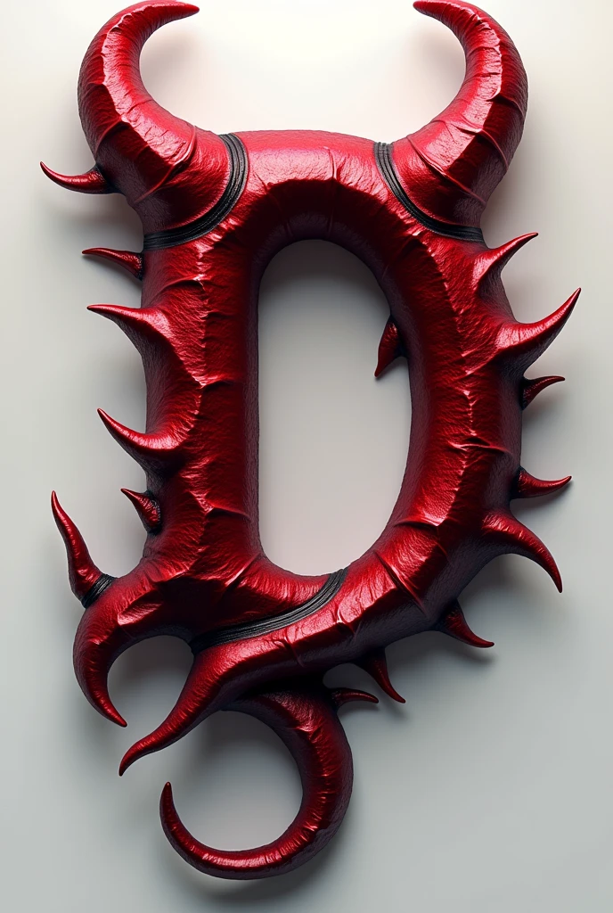 (logo design) sexy logo, a sexual striking red letter D, menacing demon horns, and a sinuous tail extending from the base, dynamic and bold, emphasizing a dark theme, glossy finish, high-resolution. No background. 