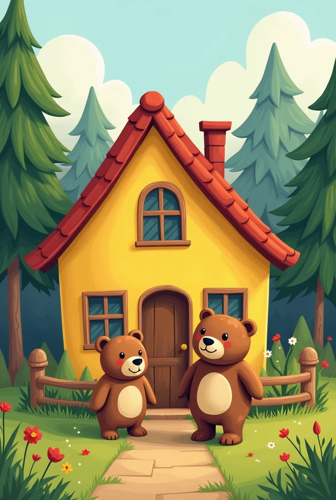 Once upon a time there were three bears: a Papa Bear, a Mama Bear and a  Bear. They lived together in a yellow house with a red roof in the middle of a big forest..
in easy children&#39;s drawings for stories